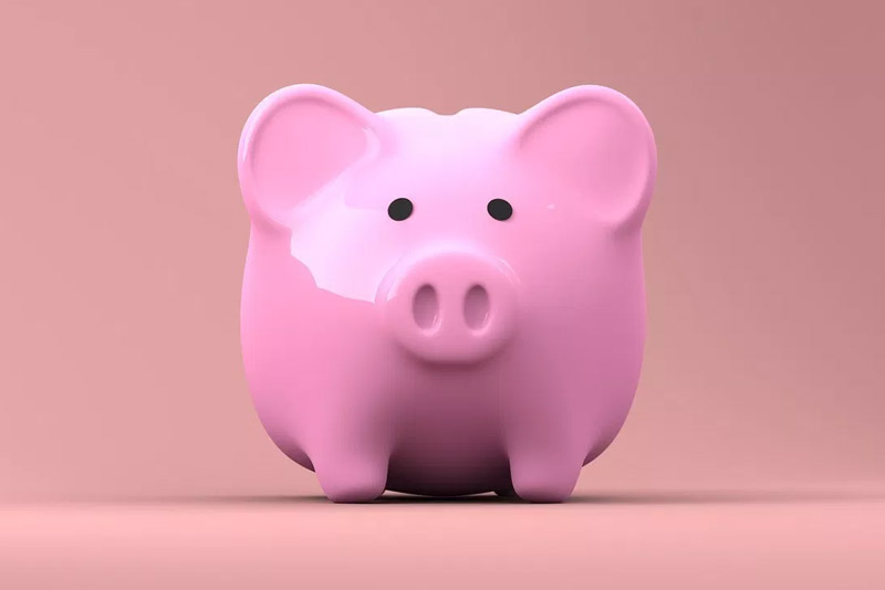 A pink piggy bank